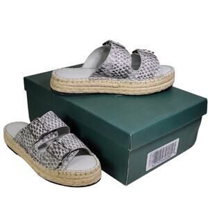 LOGO by Lori Goldstein Lindsay Leather Double Buckle Slide Sandals Womens 6 NEW